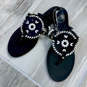 Jack Rogers Georgica Jelly Sandals, Black & White, Size 9